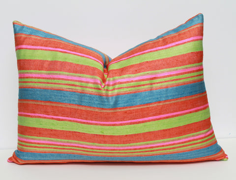 Striped silk pillow