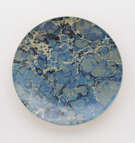 blue marbled decoupage plate